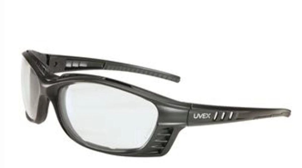 Uvex by Honeywell Livewire Sizeafety Glasses With Matte Black Frame And Expresso HydroSizehield Anti-Fog Lens With Head Sizetrap