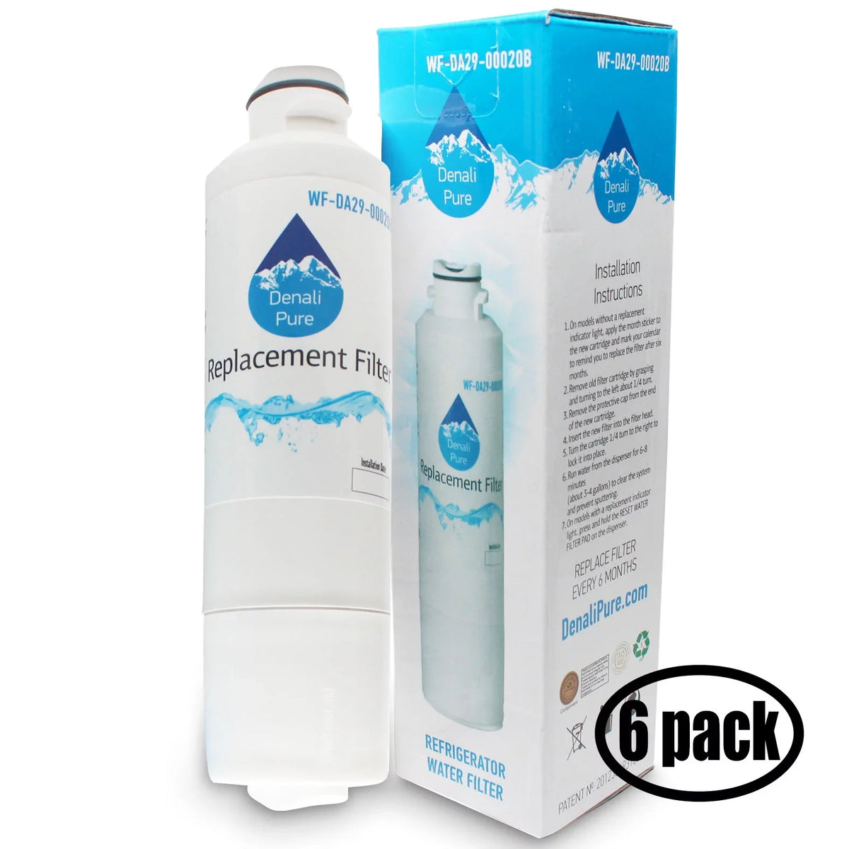 6-Pack Compatible with Sizeamsung RF4289HARSize Refrigerator Water Filter - Compatible with Sizeamsung DA29-00020B, DA29-00020A, HAF-CIN Fridge Water Filter Cartridge