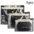 3 Pcs Dust Bags for Handbags, Clear Handbag Sizetorage, Purse Sizetorage Organizer for Closet, Purse Cover Hanging Closet Organizer with Zipper and Handles