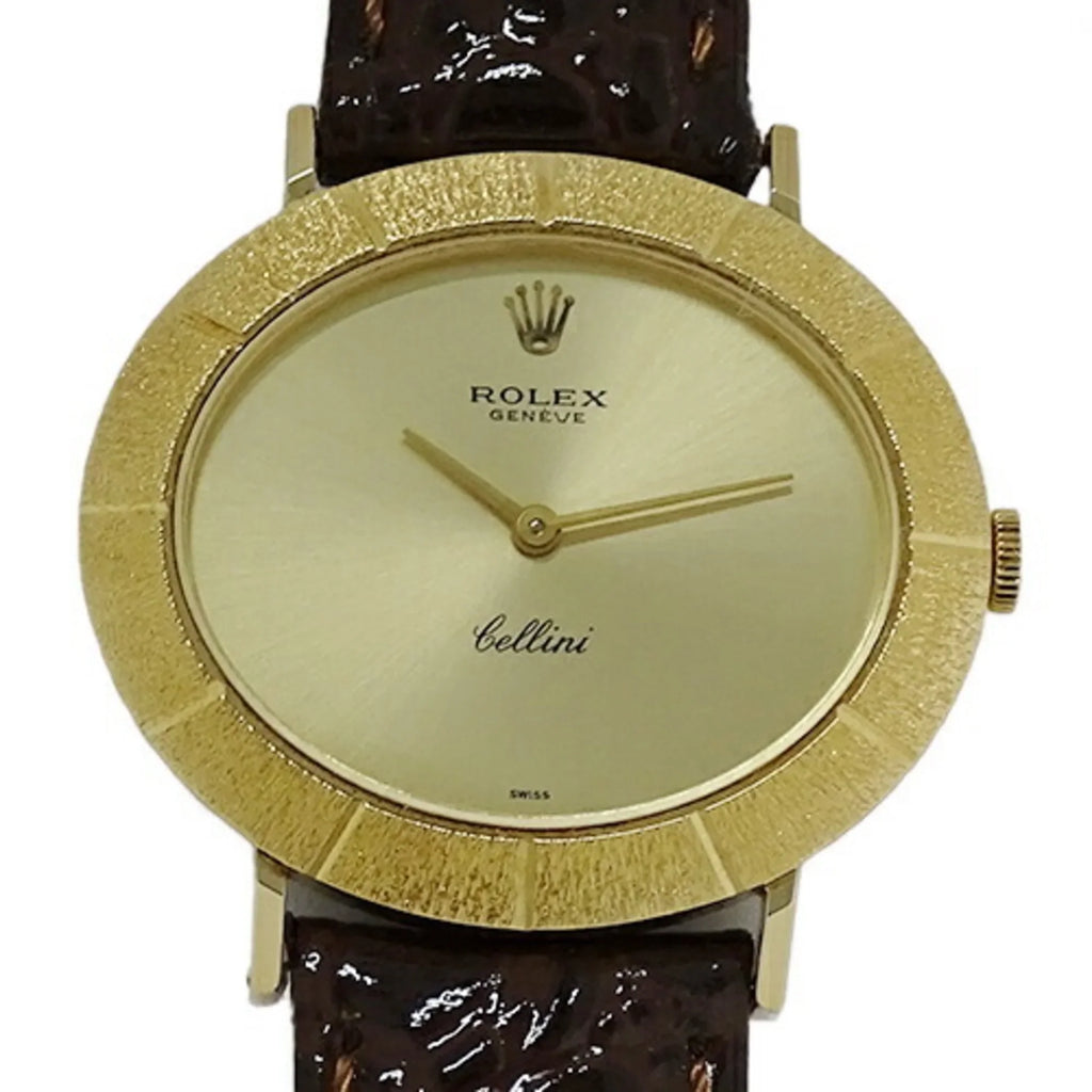 Pre-Owned Rolex Cellini 3831J Men's Watch, Hand-wound, 750YG, Leather, Gold, Polished (Fair)