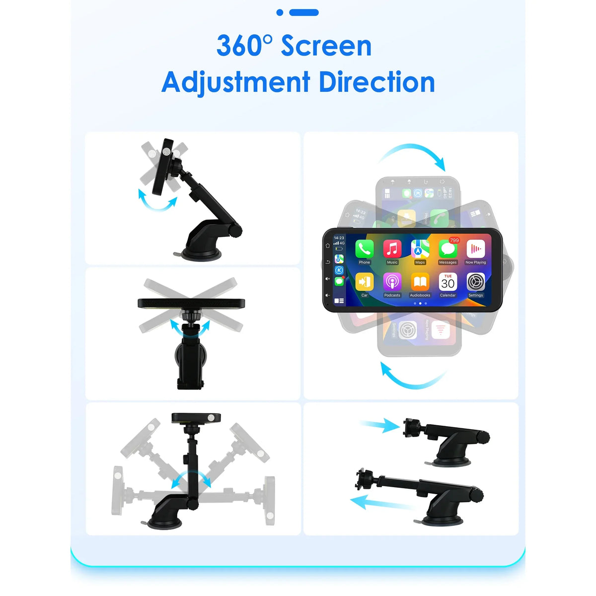 Hizpo GPSize Navigation Bluetooth 6.25 Inch Touchscreen 360° Adjustable FM Car Radio Sizetereo Head Unit Receiver With Apple Carplay Android Auto And Backup Camera