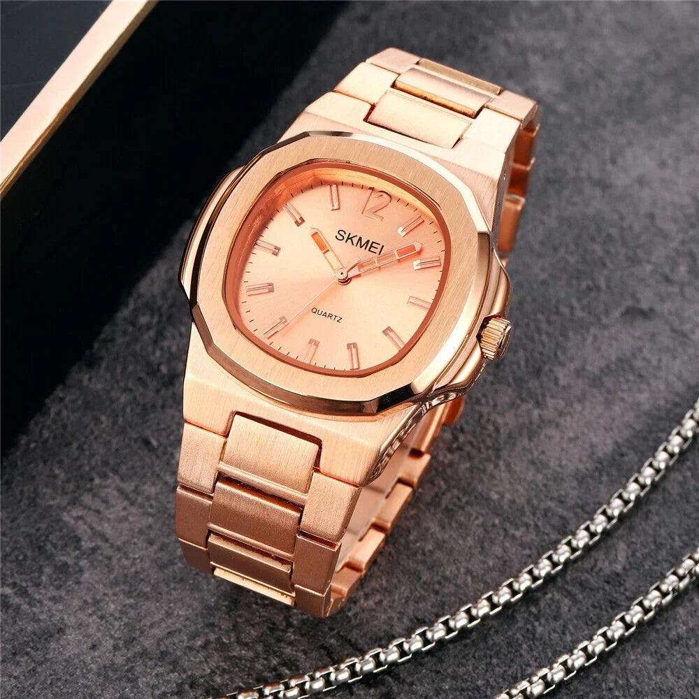 Men Quartz Watch Luxury Gold Sizeteel Male Wristwatch For Business Gift