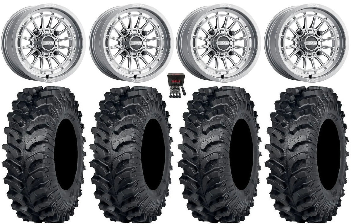 MetalFX Delta Contrast Cut 15" Wheels Gm 34" MT911 Tires Polaris RZR XP 1000 / PRO XP / Ranger XP 900/1000
