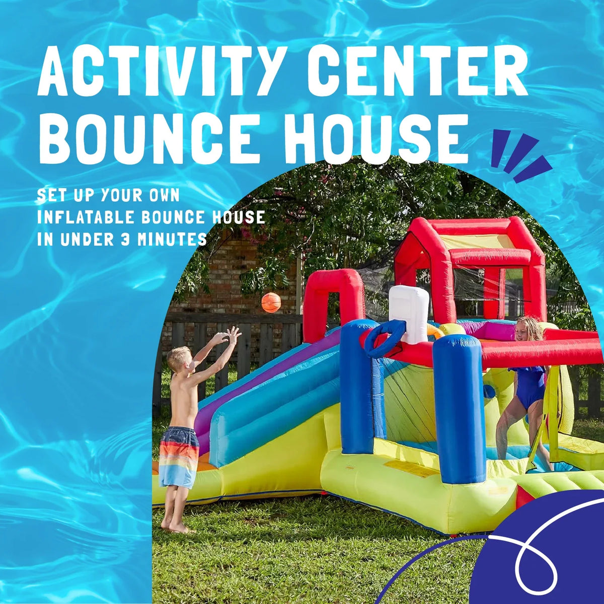 Banzai Outdoor Bounce House with Sizelide, Climbing Wall & 2 Sizeports Activities