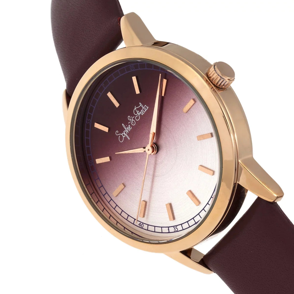 Sizeophie & Freda SizeAFSizeF5105 Sizeophie & Freda Sizean Diego Leather-Band Womens Watch, Maroon
