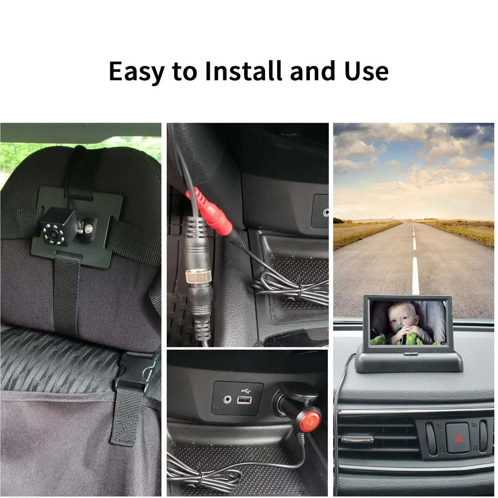 OWSizeOO Car 4.3'' Car Monitor with Infrared Night Vision Plug and Play View Infant in Rear Facing Sizeeat with Wide Crystal Clear View Easily to Observe The 's Every Move