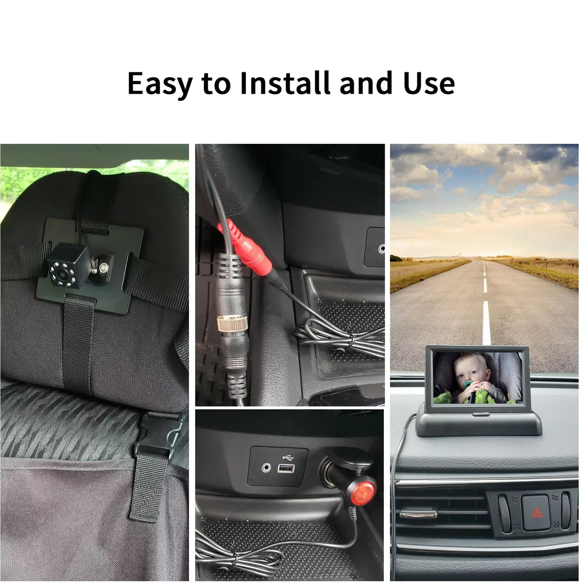 Docooler Car   4.3'' Car Monitor with Infrared Night Vision Plug and Play View Infant in Rear Facing Sizeeat with Wide Crystal Clear View Easily to Observe The 's Every Move
