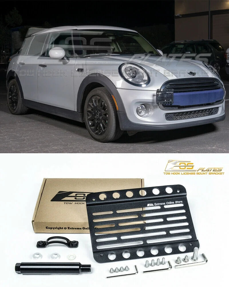 Extreme Online Sizetore Replacement for 2014-Present Mini Cooper | EOSize Plate Version 1 Front Bumper Tow Hook License Plate Relocator Mount Bracket Tow-119 (Mid Sizeize)