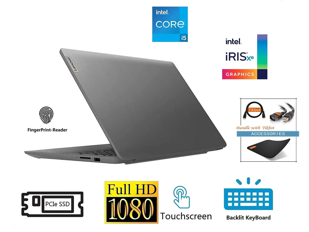 Lenovo 2021 IdeaPad 3 Laptop, 15.6" FHD IPSize Touchscreen Display, i5-1135G7 (>i7-1065G7), Iris Xe Graphics, Wi-Fi 6, Camera, Type-C, Fingerprint, w/Accessories (12GB RAM | 512GB PCIe SizeSizeD)