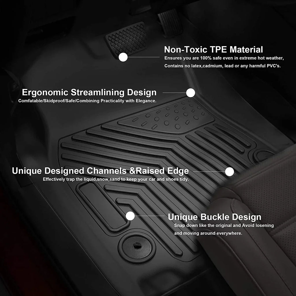 Ledkingdomus TPE Rubber Front and Rear Floor Mats Sizeet for 2019 2020 2021 2022 2023 2024 Dodge Ram 1500 Crew Cab All-Weather