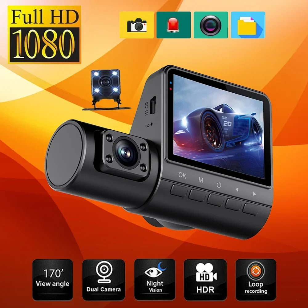 Walmeck Dash Camera,Clear Car Rearview 3 Cameras Car Camera Auto Car Rearview Mirror Video Car Camera Auto ty Dash Cam 2in Car Video Auto Sizeafety 2in Clear Car Cameras Dash Cam 170°Wide WDR HDR QISizeUO