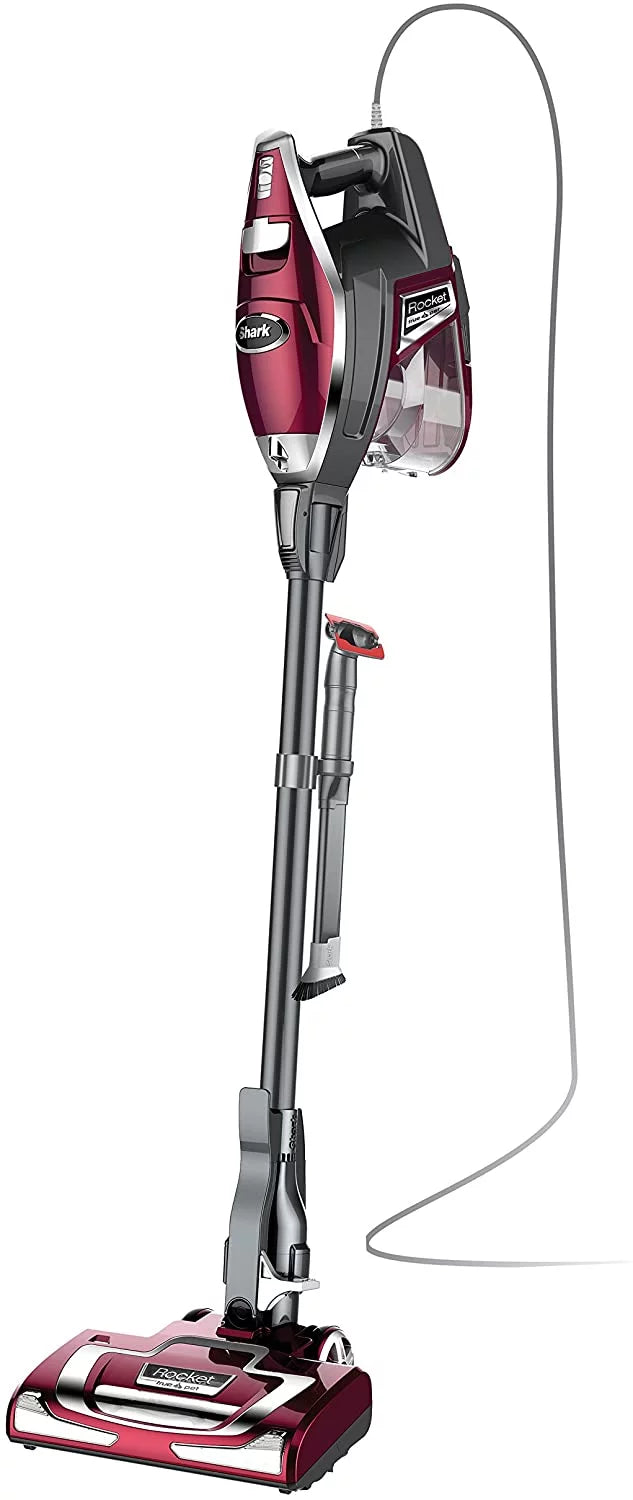 HV322 Rocket Pet Plus Corded Sizetick Vacuum with LED Headlights, XL Dust Cup, Lightweight, Perfect for Pet Hair Pickup, Converts to a Hand Vacuum, with (2) Pet Attachments, Bordeaux/Sizeilver