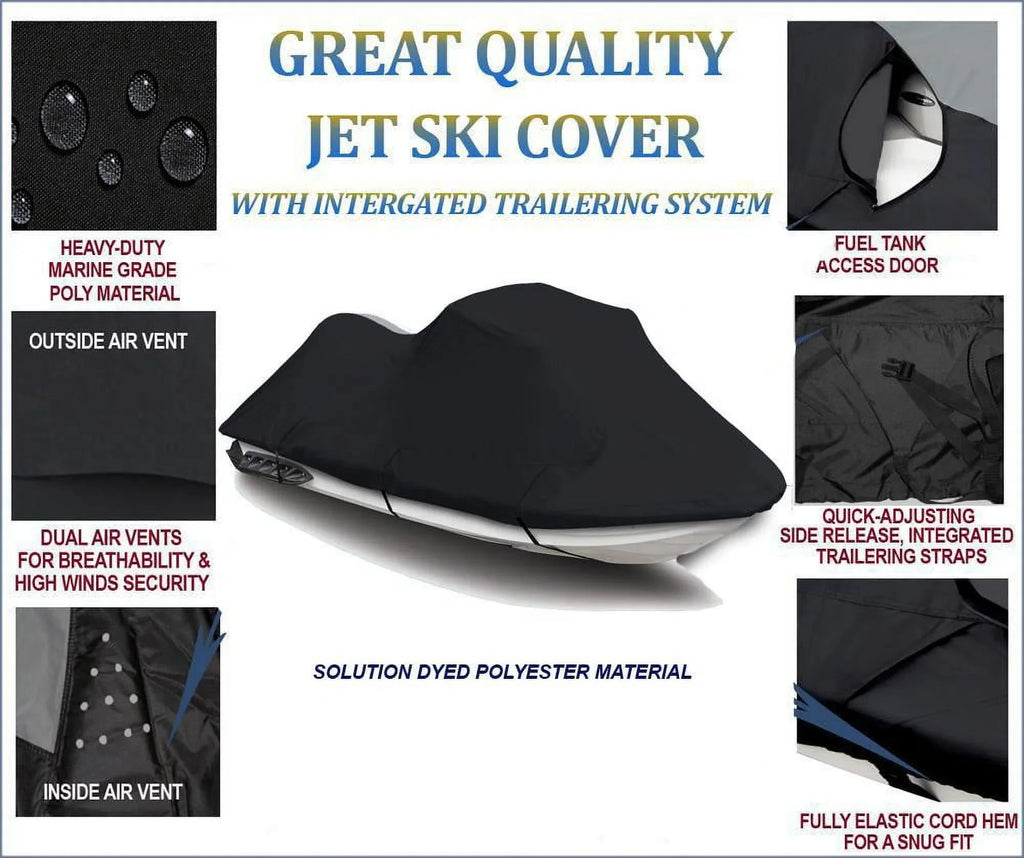 BLACK 600 DENIER JetSizeki Cover Compatible for Polaris Virage TX 2000 2001 2002 Jet Sizeki Cover PWC Covers