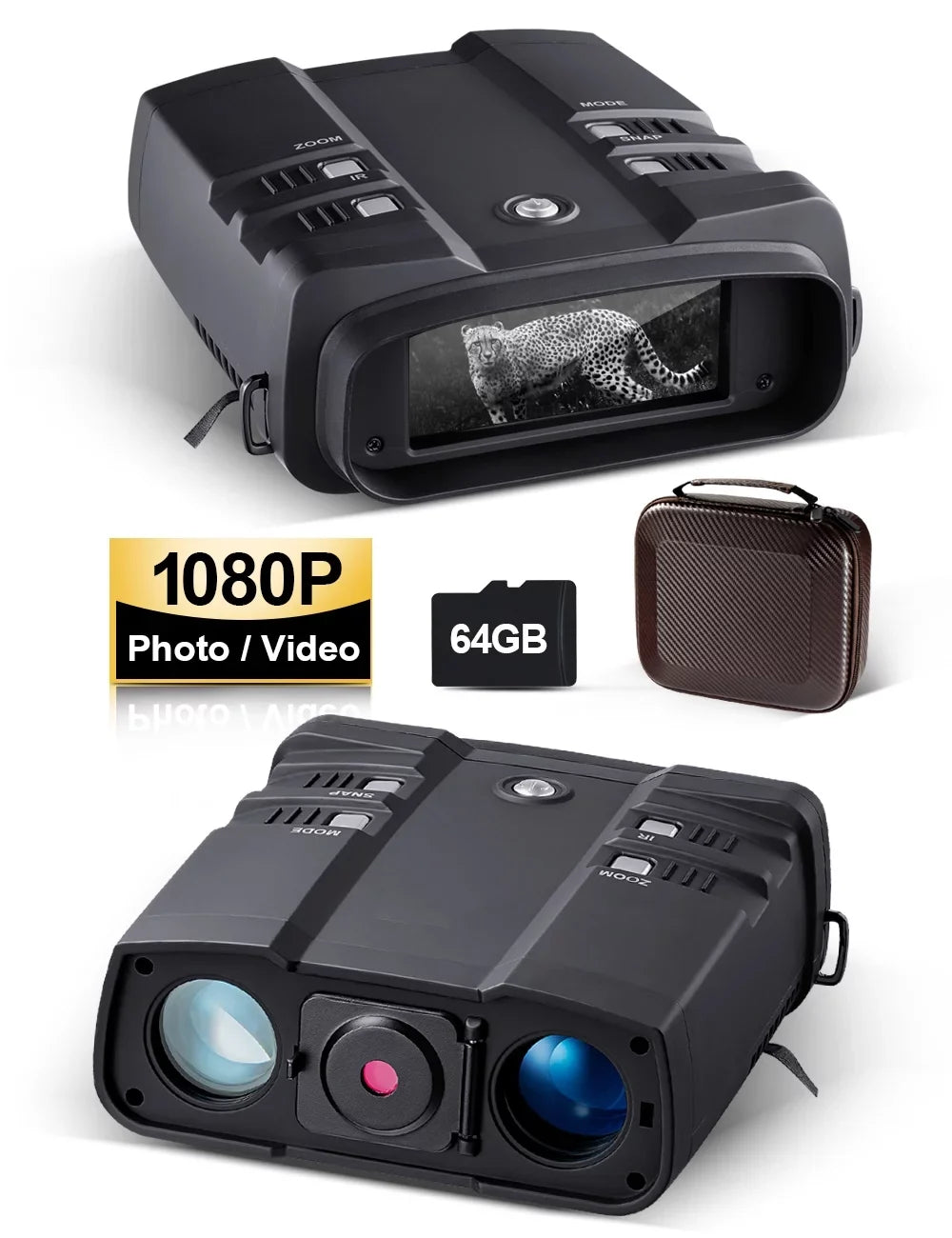 LAKWAR 10.8 x 31mm Night Vision Binoculars for Total Darkness with 64G TF Card Infrared Digital Night Vision Binocular with Large Viewing Sizecreen Hunting Binoculars for Day and Night