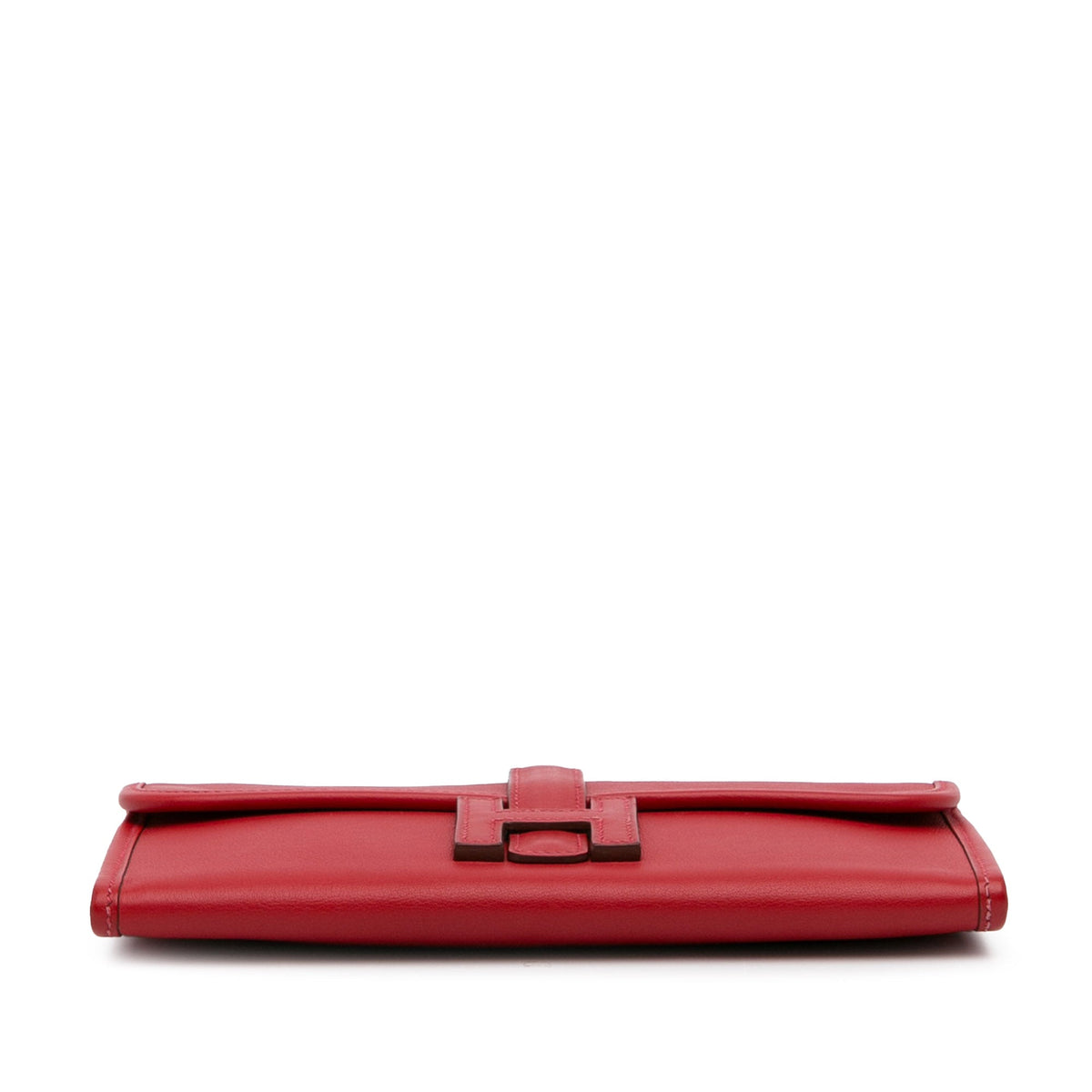 Pre-Owned Authenticated Hermès Sizewift Jige Duo Wallet Calf Leather Red Long Wallets Unisex (Good)