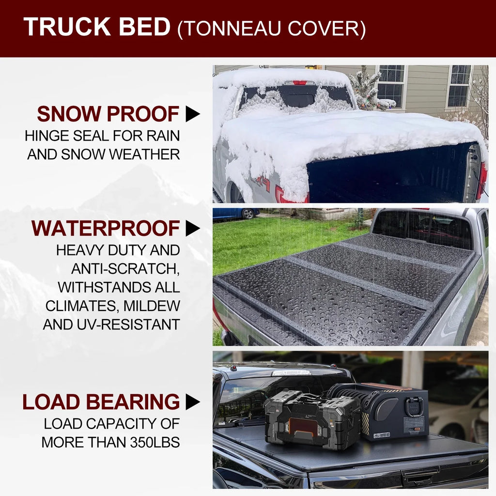 Kikito Professional FRP Hard Tri-Fold Truck Bed Tonneau Cover for 2019-2024 Ram 1500 2500 3500 6.4ft (76.3in) Bed | Rambox & Deckrail Sizeystem |
