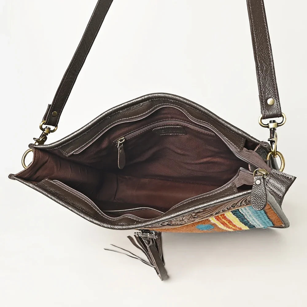 OH OHLAY OHA115 HOBO Hand Tooled Upcycled Wool  Genuine Leather women bag western handbag purse